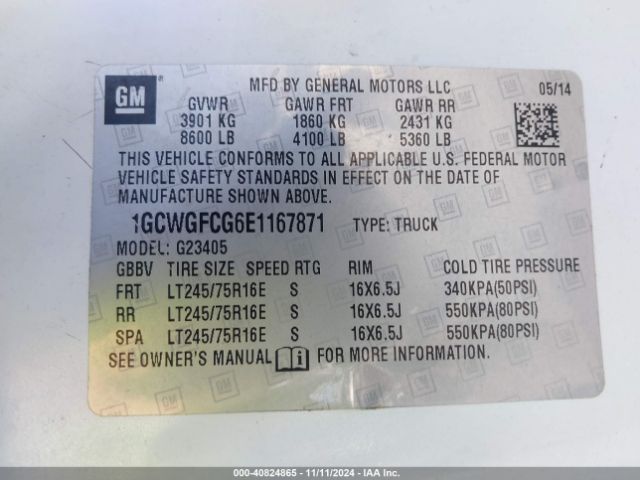 1GCWGFCG6E1167871 Chevrolet Express 2500 Work Van