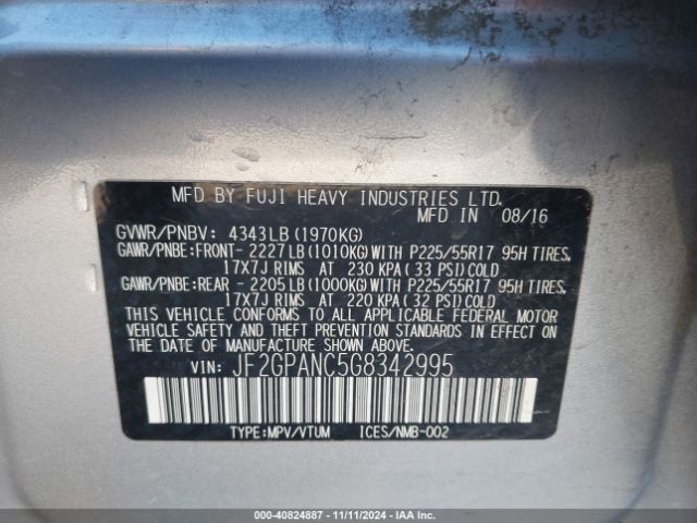 JF2GPANC5G8342995 Subaru Crosstrek 2.0i Limited