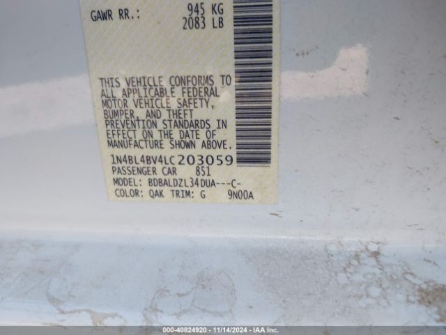 1N4BL4BV4LC203059 Nissan Altima S Fwd