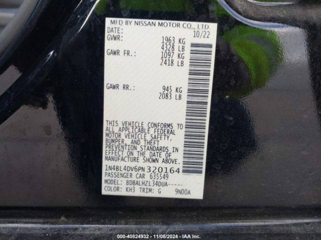 1N4BL4DV6PN320164 Nissan Altima Sv Fwd