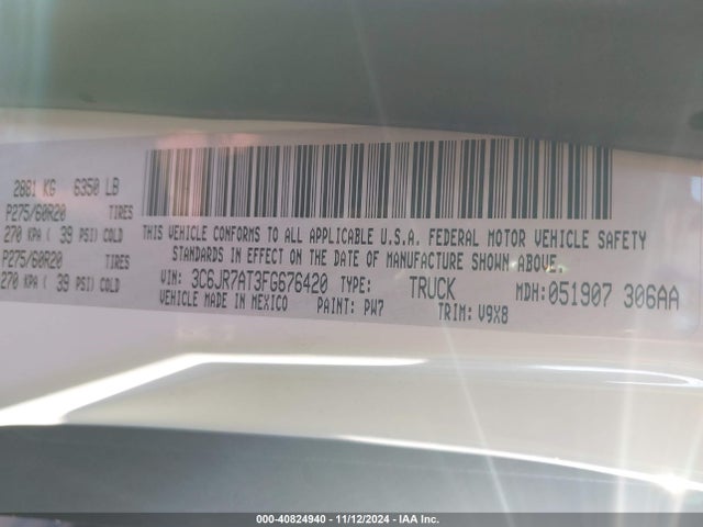 RAM 1500 Express 2015 3C6JR7AT3FG676420 Image 9