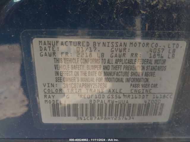 3N1CB7AP8HY257634 Nissan Sentra Sr Turbo