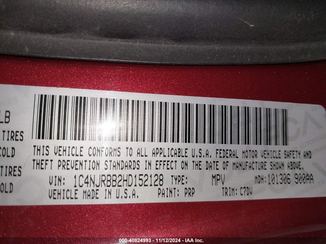 1C4NJRBB2HD152128 Jeep Patriot Sport 4x4