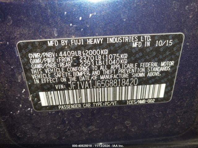 JF1VA1J65G8818420 Subaru Wrx Limited