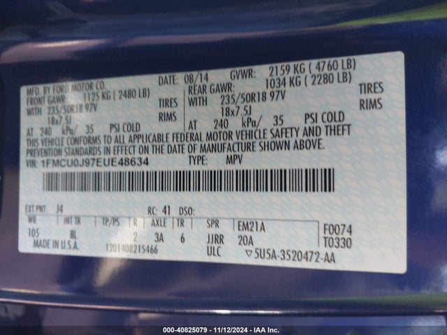 Ford Escape Titanium 2014 1FMCU0J97EUE48634 Image 9