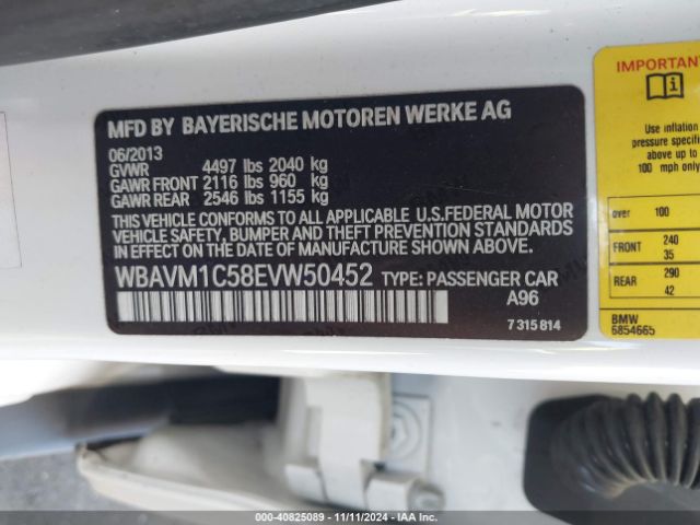 WBAVM1C58EVW50452 BMW X1 Sdrive28i