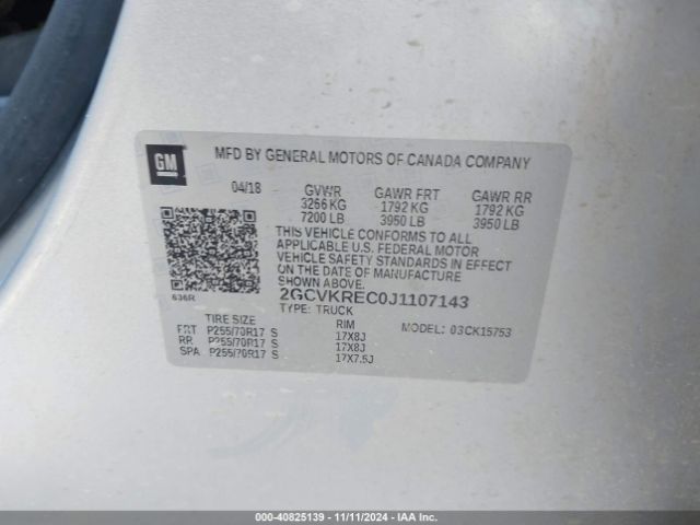 2GCVKREC0J1107143 Chevrolet Silverado 1500 1lt