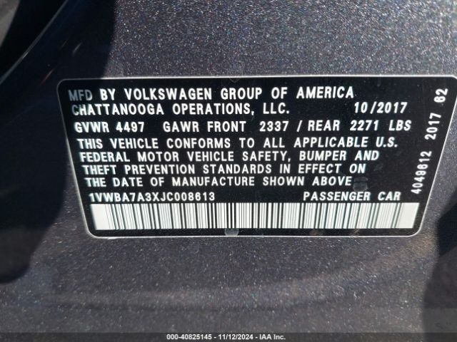 1VWBA7A3XJC008613 Volkswagen Passat 2.0t Se