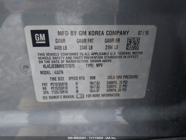KL4CJESB8KB721075 Buick Encore Awd Preferred