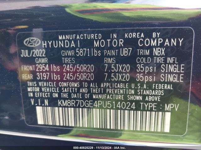 KM8R7DGE4PU514024 Hyundai Palisade Calligraphy