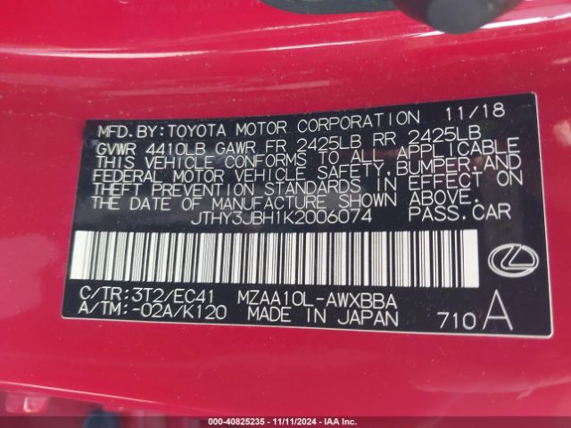 JTHY3JBH1K2006074 Lexus UX 200