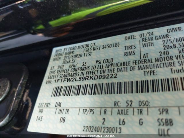 1FTFW2L59RKD09222 Ford F-150 Stx
