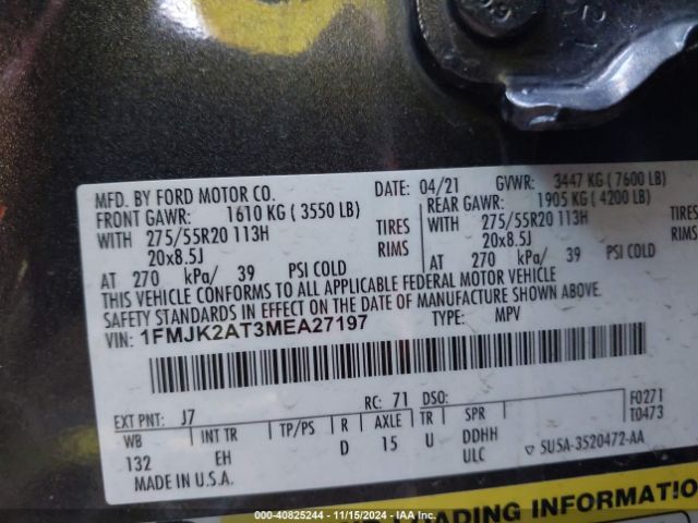 1FMJK2AT3MEA27197 Ford Expedition Limited Max