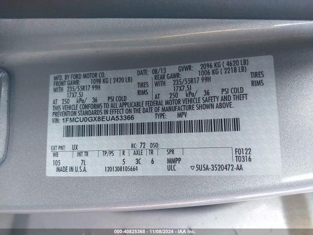Ford ESCAPE SE 2014 1FMCU0GX8EUA53366 Image 9