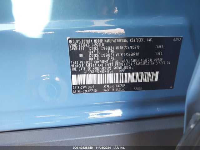 4T3E6RFV7NU074854 Toyota Rav4 Hybrid Xse