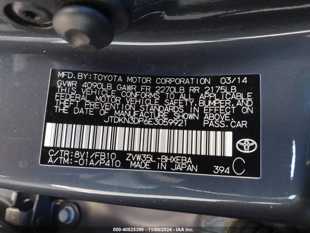 JTDKN3DP6E3059921 Toyota PRIUS PLUG-IN