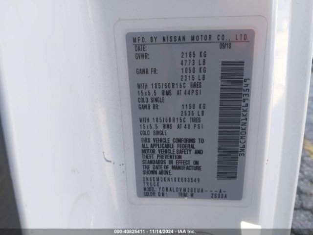 3N6CM0KN1KK693549 Nissan Nv200 S