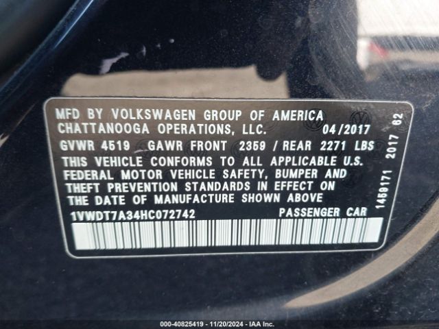 1VWDT7A34HC072742 Volkswagen Passat 1.8t R-line