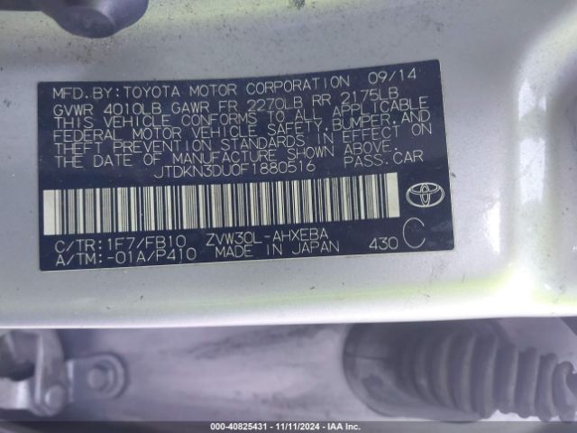 JTDKN3DU0F1880516 Toyota Prius