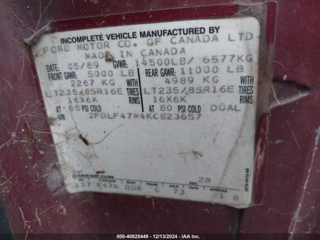 1989 FORD F 2FDLF47M4KCB23657 Photo 8