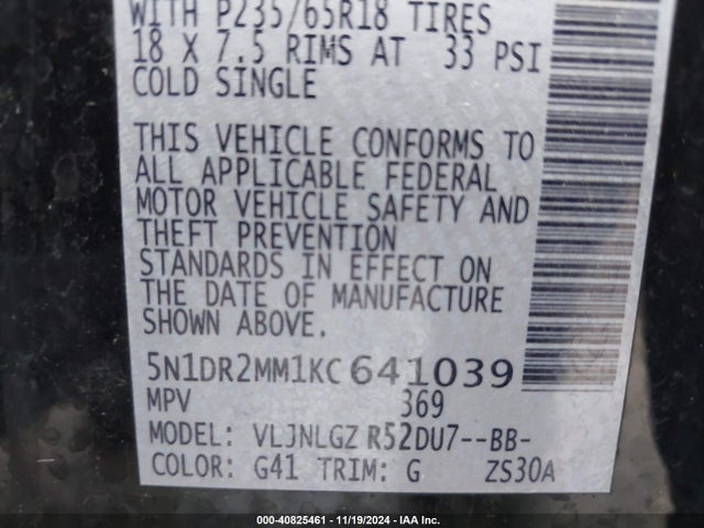 Nissan Pathfinder Sl 2019 5N1DR2MM1KC641039 Image 9