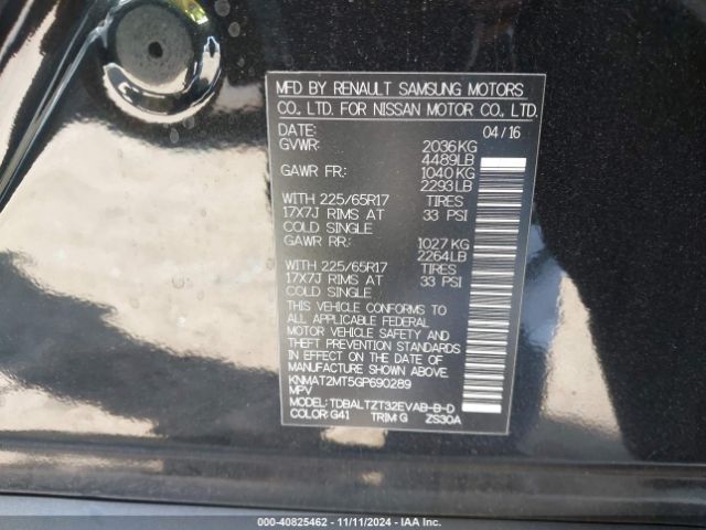KNMAT2MT5GP690289 Nissan ROGUE SV