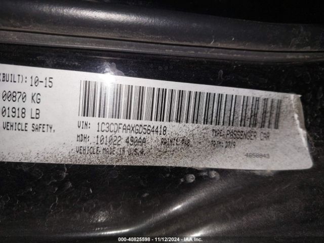 1C3CDFAAXGD564418 Dodge DART SE