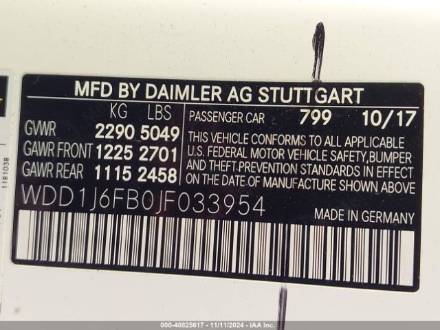 WDD1J6FB0JF033954 Mercedes-Benz E 400