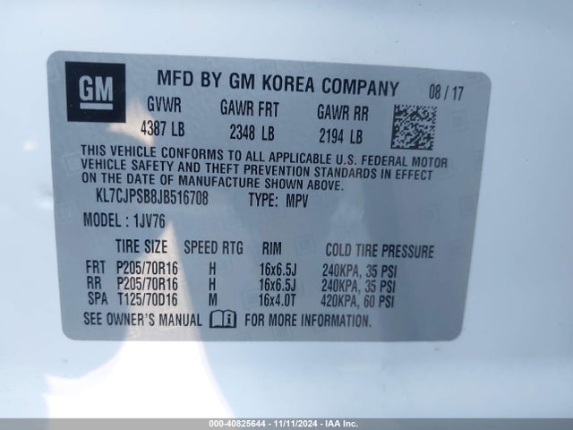 Chevrolet Trax Lt 2018 KL7CJPSB8JB516708 Image 9