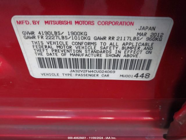 2012 MITSUBISHI LANCER JA32V2FW4CU024069 Photo 8