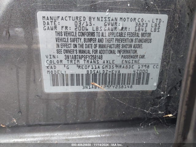 Nissan SENTRA SV 2015 3N1AB7AP9FY258148 Image 9