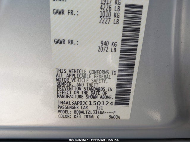 Nissan Altima 2.5 Sl 2018 1N4AL3AP0JC150124 Image 9