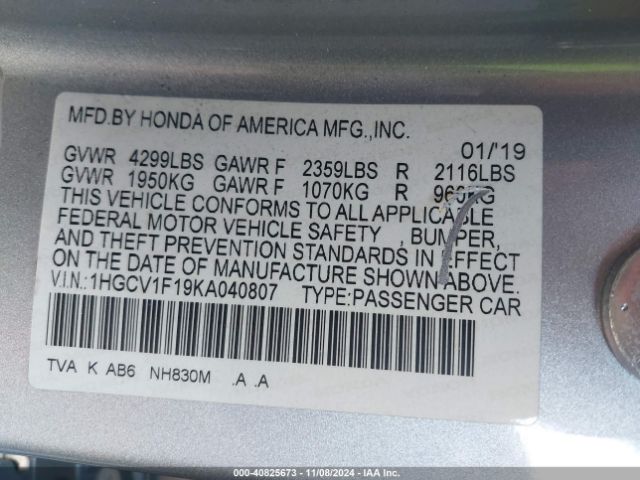 1HGCV1F19KA040807 Honda ACCORD LX