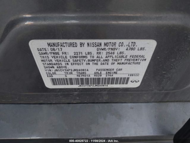 JN1CV7AP2JM240814 Infiniti Q50 2.0t Pure
