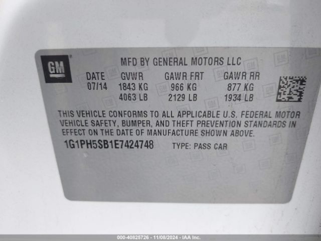 1G1PH5SB1E7424748 Chevrolet Cruze Eco Auto