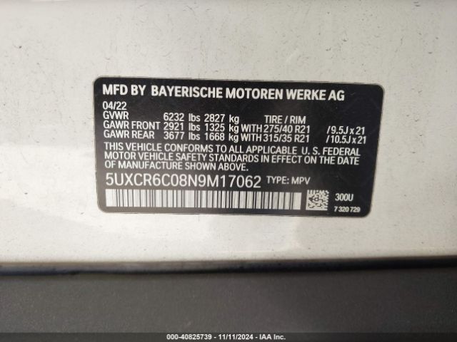 5UXCR6C08N9M17062 BMW X5 Xdrive40i
