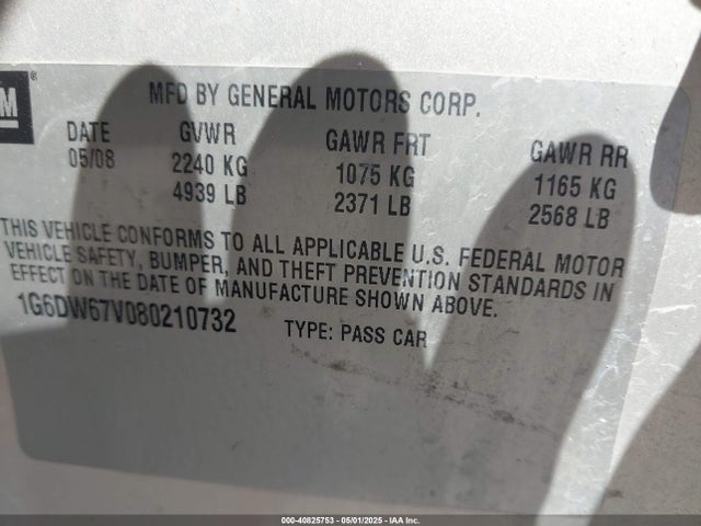 2008 CADILLAC STS 1G6DW67V080210732 Photo 8