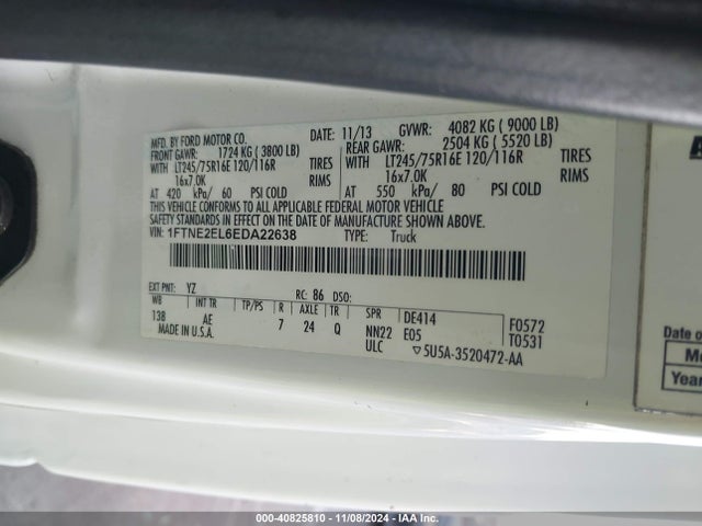 Ford E-250 Commercial 2014 1FTNE2EL6EDA22638 Image 9