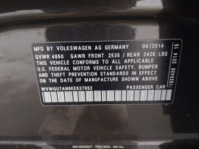 WVWGU7AN9EE537952 Volkswagen Cc 3.6l Vr6 Executive