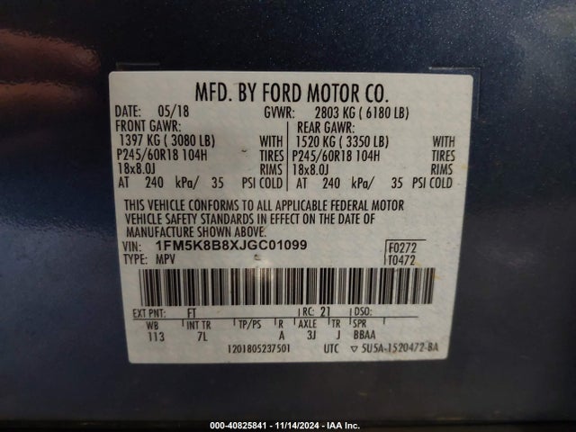 Ford Explorer 2018 1FM5K8B8XJGC01099 Image 9