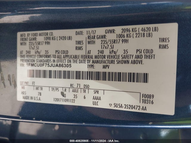 Ford ESCAPE S 2018 1FMCU0F75JUA86305 Image 9