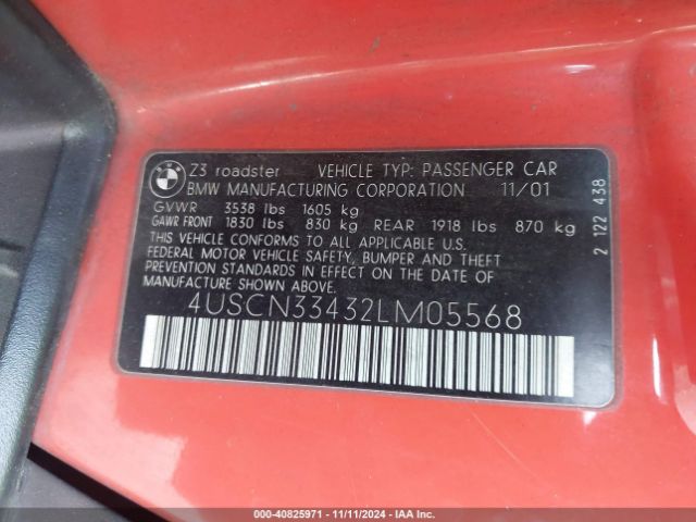 2002 BMW Z3 4USCN33432LM05568 Photo 8
