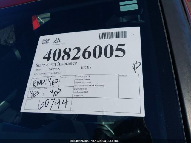 3N1CP5CU6KL491574 Nissan KICKS SV