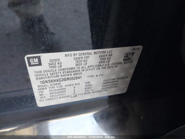 1GNSKHKC2GR352941 Chevrolet Suburban Lt