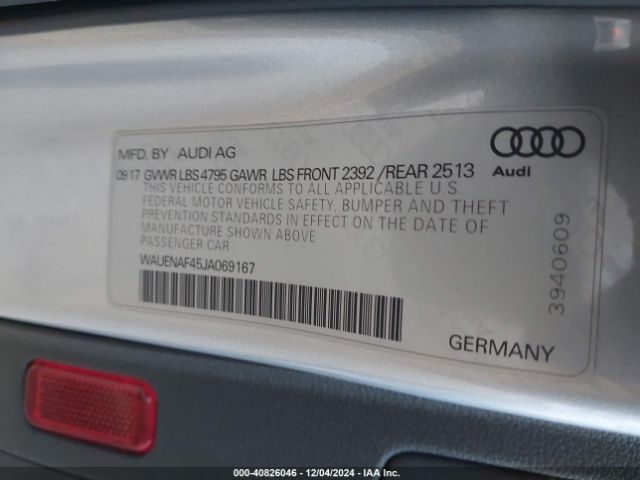 WAUENAF45JA069167 Audi A4 2.0t Premium/2.0t Tech Premium