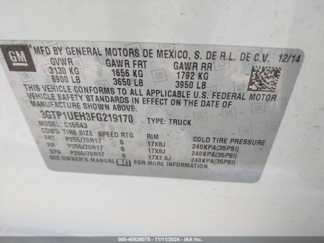 3GTP1UEH3FG219170 GMC Sierra 1500 Sle
