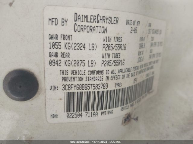 2005 CHRYSLER PT CRUISER 3C8FY68B65T583789 Photo 8