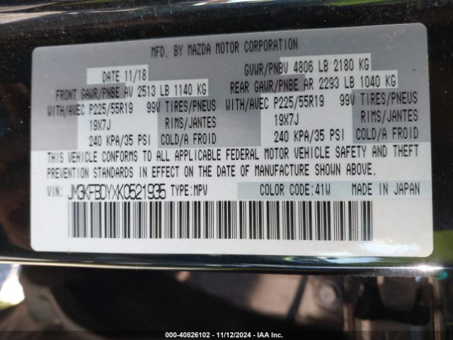 JM3KFBDYXK0521935 Mazda Cx-5 Grand Touring Reserve