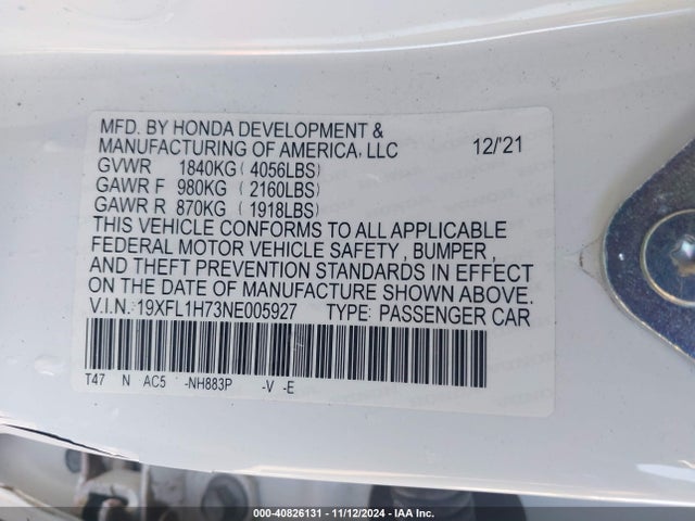 Honda Civic Ex-l 2022 19XFL1H73NE005927 Image 9