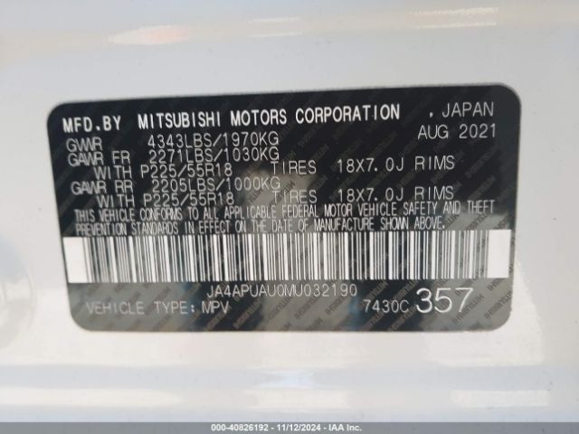 JA4APUAU0MU032190 Mitsubishi Outlander Sport 2.0 Be 2wd/2.0 Es 2wd/2.0 Le 2wd/2.0 S 2wd